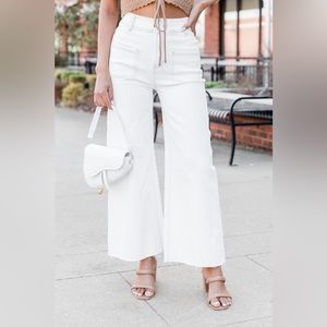 NWOT Pink Lily HEARD A RUMOR WHITE WIDE LEG JEANS